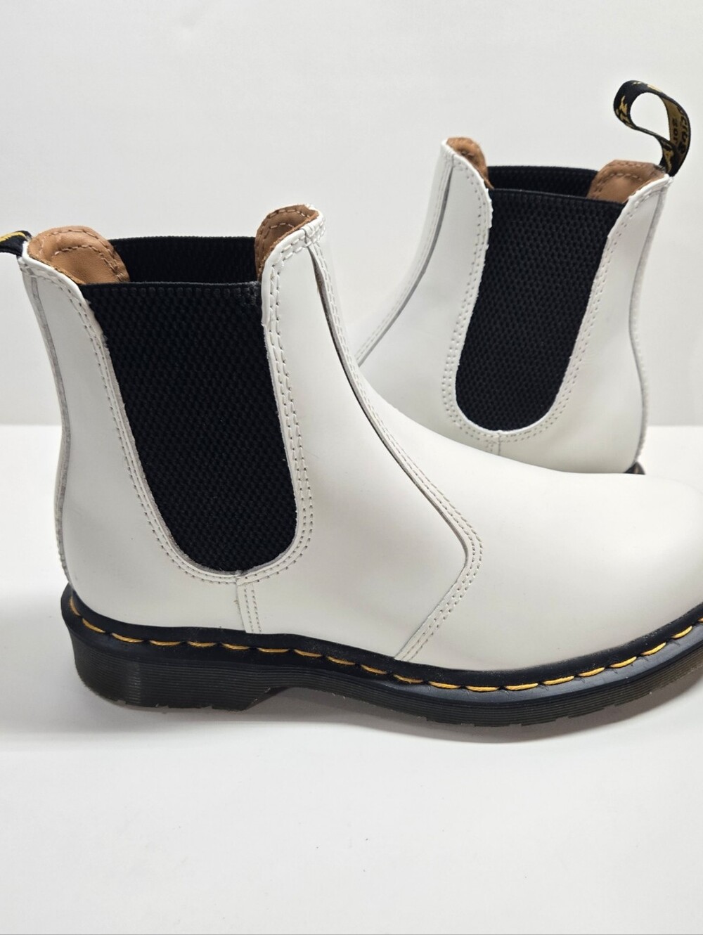 New Dr. Martens 2976 White Leather Chelsea Boots